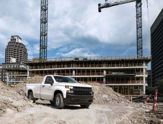 The all-new 2019 Silverado Work Truck features a “CHEVROLET” graphic across the grille and tailgate, blacked-out trim and 17-inch steel wheels for maximum durability. The interior features durable vinyl or cloth seats and 7-inch color touch screen.