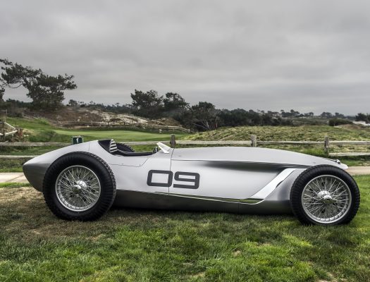 The INFINITI Prototype 9 is a celebration of Nissan Motor and INFINITI’s ingenuity, artistry and craftsmanship. It represents a reimagining of a 1940s race car with time-honored production techniques employed to realize its retro design.