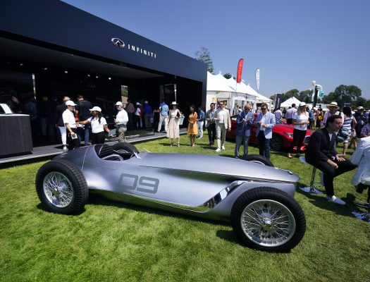 The INFINITI Prototype 9 is a celebration of Nissan Motor and INFINITI’s ingenuity, artistry and craftsmanship. It represents a reimagining of a 1940s race car with time-honored production techniques employed to realize its retro design.